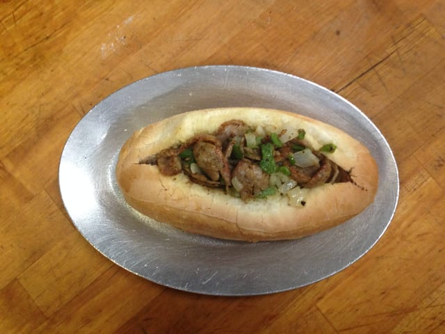 Sausage, Green Peppers & Onion Hot Sub.