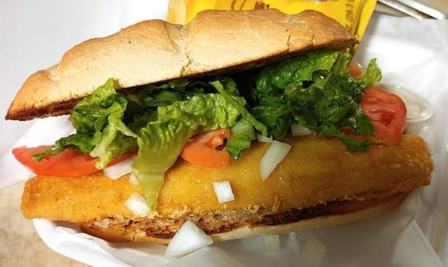 The BBC Beer Battered Pollock Sandwich.